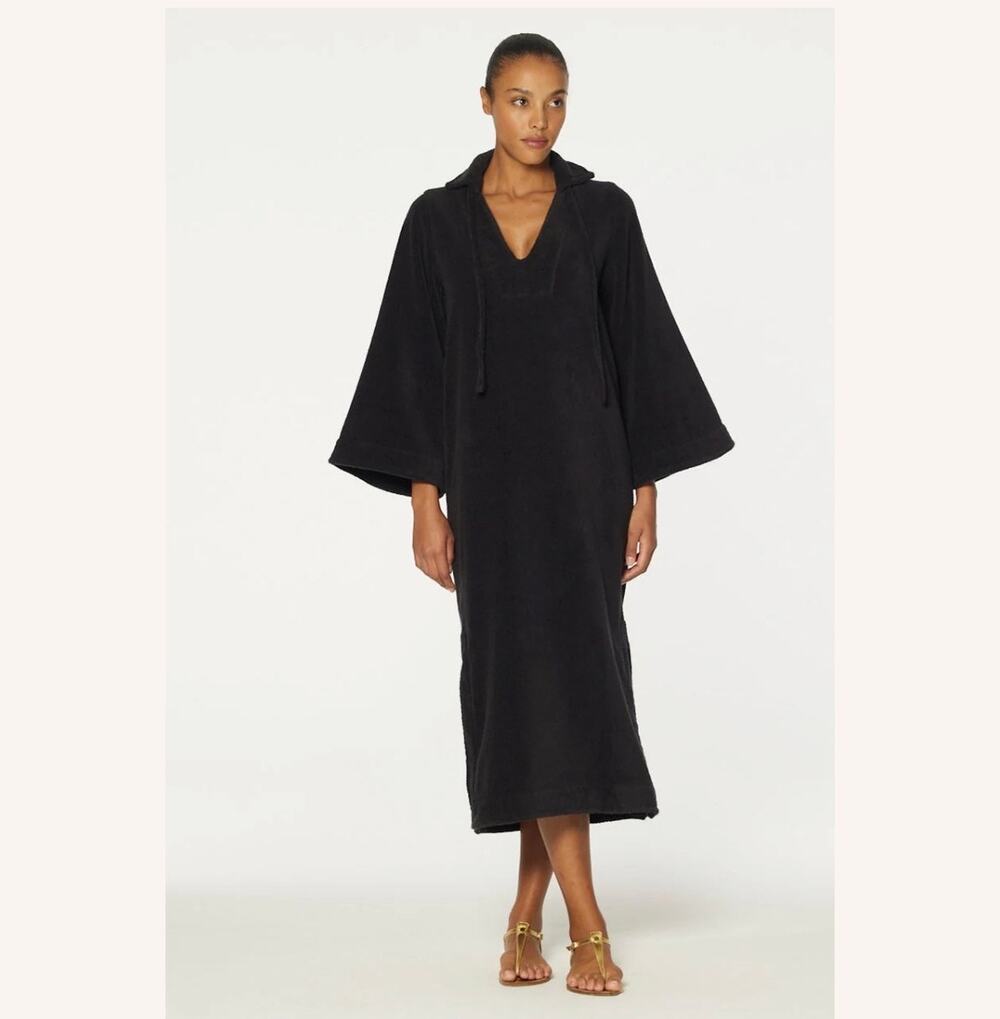 Lisa Marie Fernandez Tunic Caftan Black Terry Cloth M/L